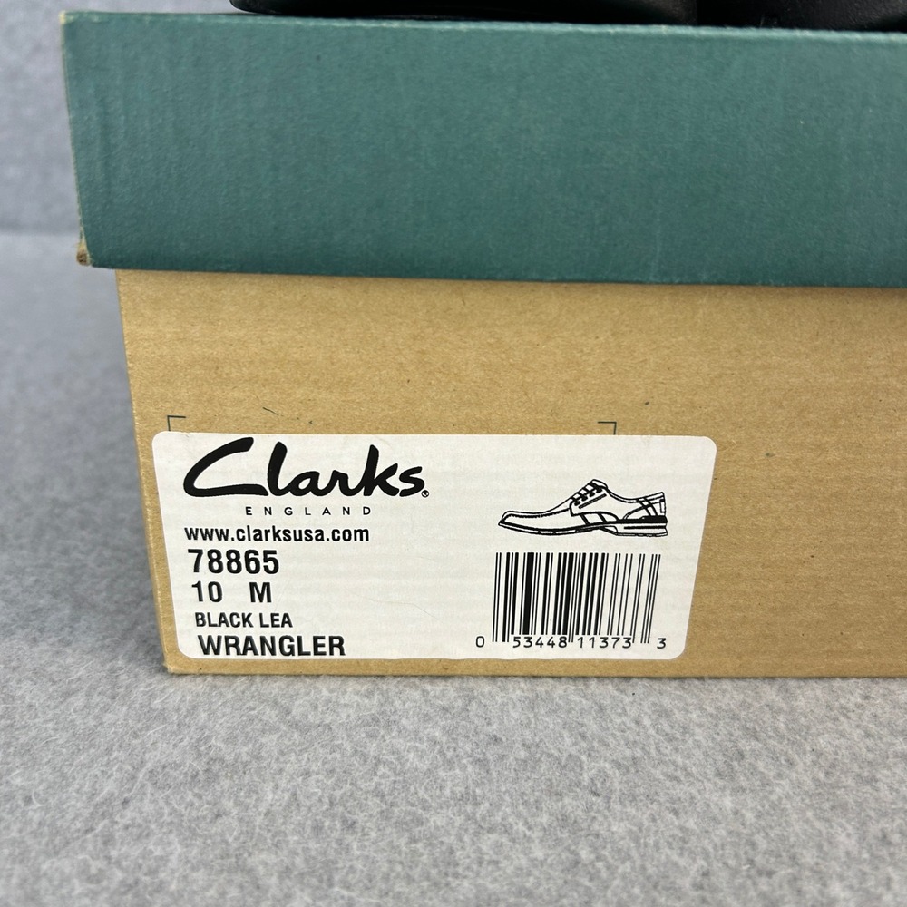 Clarks Wrangler Black Leather Lace Up Oxford Dress Shoes Office Mens Size 10 M - Picture 3 of 12